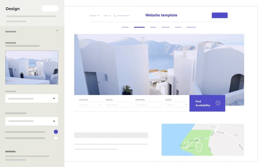 Screenshot of the Lodgify website builder.